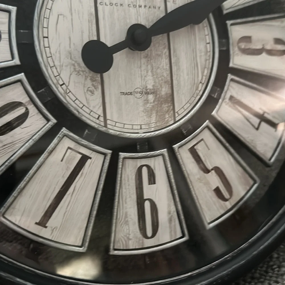 Rustic Wall Clock - black, white, gray